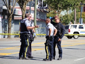 The yellow stripes on many B.C. Mounties' uniform pants are being covered up in protest of the lack of a national union.