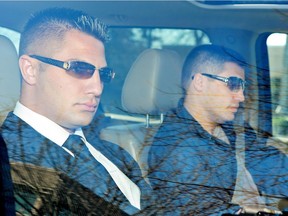 Jarrod Bacon, left, and Jonathan Bacon leaving court in Surrey in 2009.
