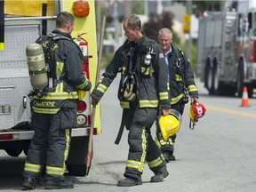 Firefighters are on the scene of a fire in downtown Vancouver near Davie and Howe on Sunday afternoon.