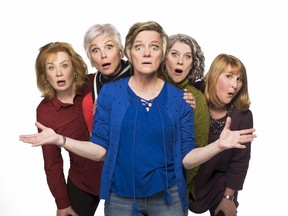 The cast of Mom's the Word 3: Nest 1/2 Empty (left to right): Barbara Pollard, Jill Daum, Robin Nichol, Alison Kelly and Deborah Williams. They return to the stage with the third instalment in their two decade-plus run on April 6 at the Arts Club Theatre Company’s Granville Island Stage.