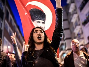 Supporters of the 'No' campaign march at Besiktas, Turkey, on Tuesday, calling for the annulment of a referendum that approved sweeping constitutional changes boosting President Recep Tayyip Erdogan's powers, claiming blatant vote-rigging had swung the result.