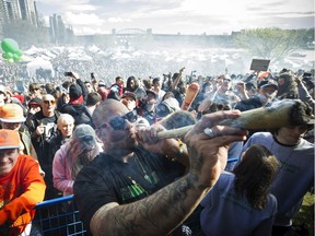 A giant joint is inhaled near the front of the stage.