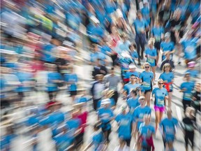 Participants start the 32nd Annual Vancouver Sun Run on Georgia Street in Vancouver, B.C. Sunday April 17, 2016.