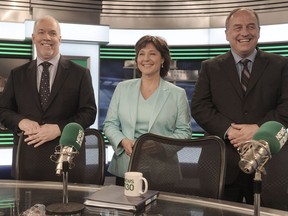 NDP Leader John Horgan, Liberal Premier Christy Clark and Green party Leader Andrew Weaver (left to right) are all smiles at last week’s radio debate in Vancouver.