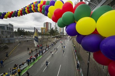 About 40,000 runners competed in 2017 Vancouver Sun Run in Vancouver, B.C., April 23, 2017.