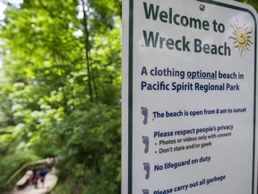 A man was taken to hospital early Saturday after falling about 30 metres from a trail near Wreck Beach.