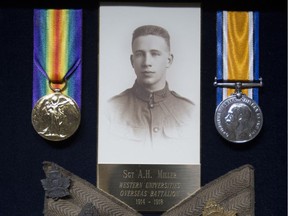 Harold Miller's medals and stripes. Darren Stone/Victoria Times-Colonist