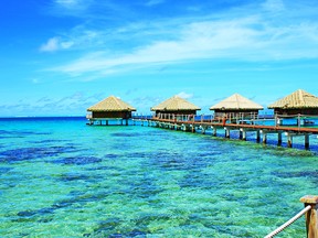 Over the water bungalows on Hua Hine.