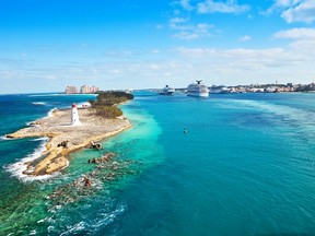 View of the Nassau, Bahamas, the cruise port and Paradise Island. Getty Images