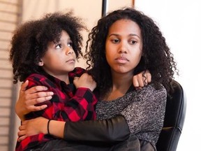 Taye Kassim Junaid-Evans and Witney White (right) are shown in a scene from the theatrical adaptation of Emma Donoghue&#039;s book &ampquot;Room&ampquot; in this undated handout photo. THE CANADIAN PRESS/HO, Scott Rylander *MANDATORY CREDIT*