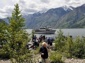 FILE - In this May 24, 2014, file photo, The Lady of the Lake II, ferries hikers to the Prince Creek trailhead for the Lake Chelan Lakeshore Trail near Stehekin, Wash. Officials say toxic mine pollution is no longer flowing into Washington state&#039;s picturesque Lake Chelan for the first time in nearly 60 years because of a $500 million cleanup to contain contamination from a mine. (Rich Landers/The Spokesman Review via AP, File)