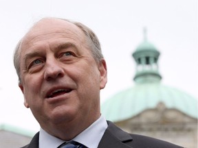 B.C. Green party leader Andrew Weaver speaks to media in the rose garden on the Legislature grounds in Victoria, B.C., on Wednesday, May 10, 2017.