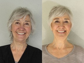 Beatrice Massa, 71, was in need of a new haircut as her longer length was feeling unruly and difficult to manage. She underwent a makeover with Nadia Albano, Beatrice before the makeover is on the left.