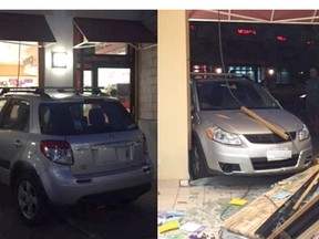 A car crashed through the Pharmasave at Park Royal on Monday night.