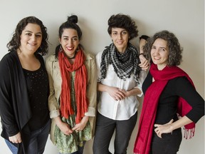 Co-creators/performers , from left, Shirin Mehrgan, Anita Zangeneh, Sevil Baghban Karimi, and Sara Sagaii appear in Unveiled with Shift Festival 10 at the Firehall Arts Centre June 1-3.