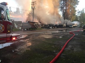 Fire crews battled a large blaze in North Delta Saturday night.