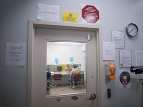 The Crosstown Clinic in downtown Vancouver.  About 94 participants come into Crosstown two or three times a day, rotating through a schedule starting at 7:30 a.m. and ending at 10:05 p.m. at the only clinic in North America that provides supervised medicinal heroin, or diacetylmorphine.