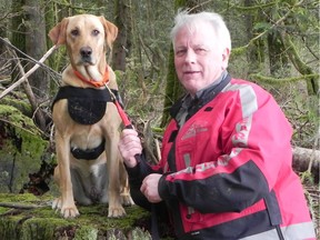 This is a Facebook photo of Mike Ritcey and his dog Ruby. The pair volunteered with the Kamloops Search and Rescue up until Ruby died this month due to cancer.