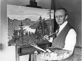 E.J. Hughes in his studio in Duncan on May 26, 1978.