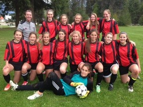 The Grand Forks Girls Senior A soccer team zone winners. The team has been denied the right to play in a provincial tournament because they have two ineligible players.