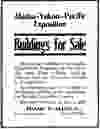 Oct. 30, 1909. Ad in the Seattle Star for the sale of buildings from the Alaska-Yukon-Pacific Exposition in Seattle.