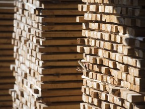 Stacks of lumber are pictured at NMV Lumber in Merritt, B.C., Tuesday, May 2, 2017.