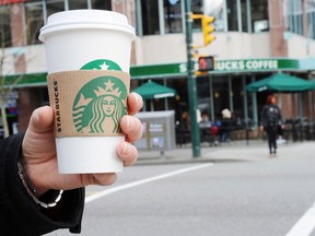 A Starbucks coffee shop in downtown Vancouver.