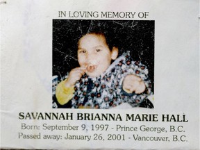 Three-year-old Savannah Hall eating a french fry while visiting her mother, Corinna Hall, in December 2000, about a month before she died.