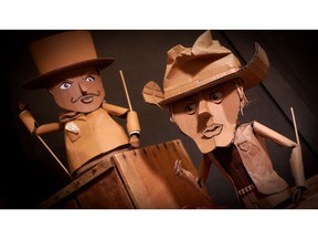 The characters of Boss Man and Hank appear in Ramshackle Theatre's show Tombstone: A Cardboard Western. The new production is part of this year's rEvolver Theatre Festival.