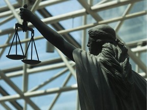 The scales of justice statue at B.C. Supreme Court in Vancouver.