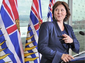 Premier Christy Clark holds post-election press briefing in Vancouver on May 10.