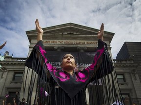 Lorelei Williams of Butterflies in Spirit dance group. Lorelei's cousin Tanya Holyk was killed by serial killer Robert Pickton and her aunt Belinda Williams has been missing for 40 years. She and many victims' relatives are upset about the delays in the long-awaited Missing Women's inquiry.