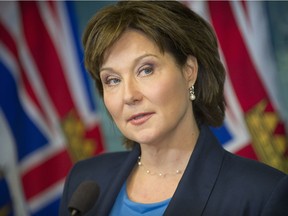 Christy Clark appears before the media in Vancouver, B.C., May 30, 2017.