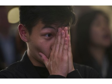 B.C. Liberal supporters are tense watching the results come in at their downtown Vancouver headquarters on Election night.