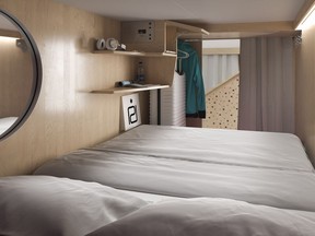 An interior view of one of the sleeping pods at the planned Pangea Pod Hotel in Whistler.