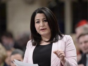 Minister of Status of Women Maryam Monsef answers a question during Question Period in the House of Commons in Ottawa, Thursday, March 23, 2017. The Liberal government is launching its long-awaited strategy on gender-based violence Monday, which will include a way to develop and share research on everything from street harassment to getting boys and men involved in solving the problem.THE CANADIAN PRESS/Adrian Wyld