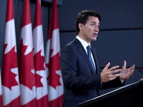 Prime Minister Justin Trudeau speaks during a media availability at the National Press Theatre in Ottawa on Tuesday, June 27, 2017. THE CANADIAN PRESS/Justin Tang