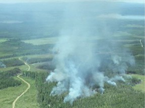 The B.C. Wildfire Service says crews are responding to a wildfire about five kilometres south of Pantage Lake and 40 kilometres northwest of Quesnel.
