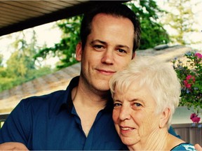 Aaron Craven with his mother, Patricia, in an undated photo. He alleges that his 78-year-old mother, who has Alzheimer’s, was treated roughly by St. Paul’s Hospital security and was left crying and bruised.