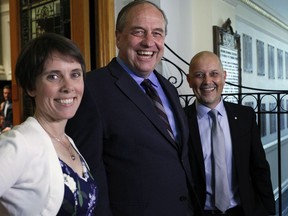 Newly elected Green MLAs Sonia Furstenau, Andrew Weaver and Adam Olsen.