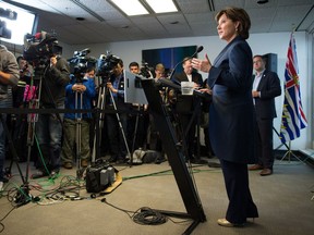 B.C. Premier Christy Clark speaks during a news conference in Vancouver on May 30.