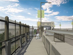 An artist's 2015 rendering for what the suicide-prevention fencing on the Burrard Bridge will look like.