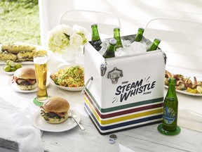 Retro-inspired cooler by Toronto's Steam Whistle Brewing in collaboration with the Hudson's Bay Company, as part of their bar ware collection created in honour of Canada's 150th birthday.  Photo: Steam Whistle Brewing for The Home Front: Dressing up your digs for Canada's 150th by Rebecca Keillor  [PNG Merlin Archive]
PNG