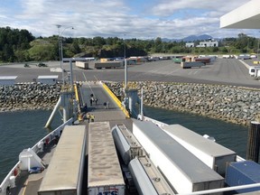 Seaspan's new $44-million loading facility at Duke Point terminal in Nanaimo. More than half the consumer goods delivered to Vancouver Island arrive via a Seaspan ferry, the company says.