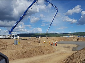 A concrete pour on the south bank of the Site C dam construction project. On Wednesday, Jessica McDonald, president of B.C. Hydro, said a one-year delay to Site C would cost $630 million, as the project is in limbo with the NDP poised to form a minority government in the province in the coming weeks.