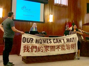 Housing activists take over Vancouver City Council meeting.