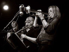 Infinitude. From left, Ben Monder (guitar), Christine Jensen (saxophone) and Ingrid Jensen (trumpet).