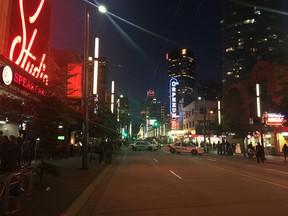 File photo of Granville Street. Police say two men were attacked near Granville and Nelson streets on New Year's Eve.