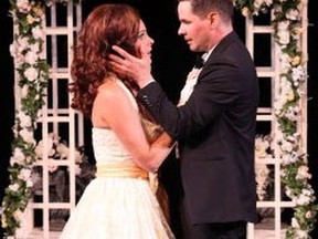 Amber Lewis and Kevin MacDonald in Bard on the Beach's Much Ado About Nothing.