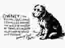 July 3, 1939 drawing of Owney the postal dog by John Baer that appeared in the Palm Beach Post. 